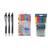 Okul Ve Sınav Yazım Seti Faber Castell Versatil Kalem Autoclick Plus 0.7Mm 3 Adet + Triball 8 Adet Renkli Tükenmez + My King 10 Adet Renkli Simli Jel Kalem