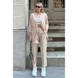 OKULCUBABA Kadın Dökümlü Bürümcük Yazlık Palazzo Trend Kimono Takım