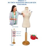 Okullar İçin 50 Eşelli Minyatür Terzi Mankeni Prova Mankeni - Krem