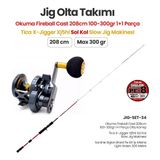 Okuma Fireball Cast 208CM 100-300GR 1+1 Parça Olta Kamışı + Tica X-Jigger XJ5HL Sol Kol Slow Jig Makinesi + Jig Olta Takımı Set 34