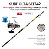 Okuma Kendo Spigola Surf 420CM 100-200 gr Teleskopik Kamış + Kaido Magico 10000 Surf Olta Makinesi + Surf Olta Seti 42