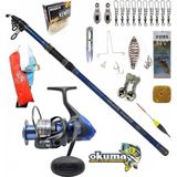 Okuma Safina SNW-8000A Kendo Blue Bass 420CM 100-250GR Profesyonel Surf Sazan Kıyı Olta Takımı Seti