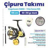 Okuma Trio Force 195 cm Kamış - Okuma Capricorn CC-5000A Olta Makinesi Çipra Takımı- 1