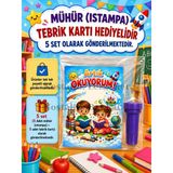 Okumayı Yeni Öğrenen Öğrencilere 5 Set 1. Sınıf Hatırası Mühür (Istampa) Tebrik Kartı Hediyeli