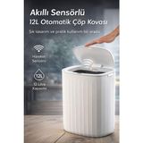 Okyanus Home 12 Lt Kırık Beyaz Çöp Kovası Hareket Sensörlü Kaymaz Taban ile Pratik Kullanım