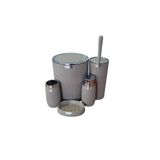 OKYANUS HOME 5 Lİ BANYO SETİ ÇİZGİLİ YUVARLAK KROM KAHVE OKY-478-1