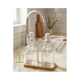 Okyanus Home Bambu Tepsili İkili Cam Sıvı Sabunluk ve Deterjanlık 500 Ml
