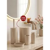 Okyanus Home Bej Yuvarlak 5'li Banyo Seti Modern Stil Suya Dayanıklı Malzeme ile