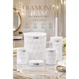 Okyanus Home Beyaz Diamond Click Kapak 5'li Banyo Seti Suya Dayanıklı Modern Stil