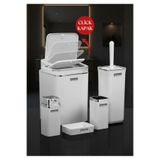Okyanus Home Beyaz Kare Krom Kenarlıklı 5'li Banyo Seti