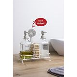 Okyanus Home Beyaz Pompalı Fırçalı ve Standlı Ikili Kare Cam Sıvı Sabunluk 500ML