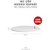 Okyanus Home Beyaz Yuvarlak Çöp Kovası Kapağı 19 cm Hacim Modern Dekor Uyumlu