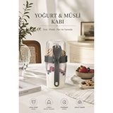 Okyanus Home Çift Hazneli Kaşıklı Yoğurt ,yulaf, Müsli Kabı Antrasit (800ML)
