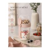 Okyanus Home Çift Hazneli Kaşıklı Yoğurt ,yulaf, Müsli Kabı Pembe (800ML)