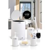 Okyanus Home Coliseum Beyaz Iç Kovalı Pedallı 5'li Banyo Seti