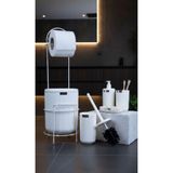 Okyanus Home Kırık Beyaz Yuvarlak Linea Due Standlı Wc Kağıtlık ve 6 Parça Banyo Seti