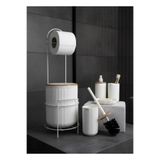 Okyanus Home Kırık Beyaz Yuvarlak Mina Due Wc Kağıtlık ve 6 Parça Banyo Seti - Kırık Beyaz