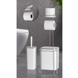 Okyanus Home Krom Yedekli Wc Kağıtlık - Beyaz Çöp Kovası Ve Wc Fırça Seti
