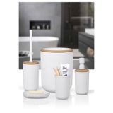 Okyanus Home Linea Due Kırık Beyaz Çizgili Yuvarlak 5'li Banyo Seti