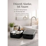 Okyanus Home Linea Smart Box Siyah 4,5 Lt 2 Adet Kapaklı Çok Amaçlı Saklama Kutusu