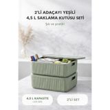 Okyanus Home Linea Smart Box Yeşil 4,5 Lt 2 Adet Kapaklı Çok Amaçlı Saklama Kutusu