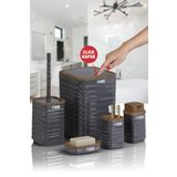 Okyanus Home Luna Antrasit Ahşap Desenli Kare 5'li Banyo Seti 7 LT