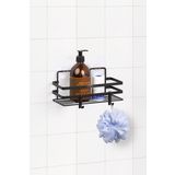 Okyanus Home Magic Fix Sihirli Yapışkan Siyah Lamalı Dikdörtgen Banyo Rafı - 11x24 cm