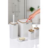 Okyanus Home Mina Due Beyaz Çizgili Kare 5'li Banyo Seti