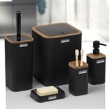 Okyanus Home Mina Due Siyah Çizgili Kare 5'li Banyo Seti