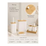 Okyanus Home Mina Kare Beyaz Gerçek Bambu Detaylı 6 Parça Tepsili Banyo Seti