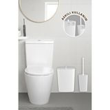 Okyanus Home Safir Yapışkanlı Wc Fırçalık ve Çöp Kovası Seti Beyaz 2'li Banyo Seti