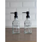 Okyanus Home Siyah Pompalı İkili Kare Cam Sıvı Sabunluk 500 ml