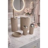 Okyanus Home Stella Krom Yuvarlak Çizgili 5'Li Banyo Seti Vizon