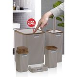 Okyanus Home Stella Vizon Ahşap Desenli Çizgili 5'li Banyo Seti