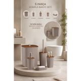 Okyanus Home Yapışkanlı Ahşap Desenli Safir Vizon 5'li Banyo Seti