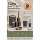 Okyanus Home Yapışkanlı Gerçek Bambu Antrasit 6'lı Safir Banyo Seti