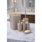Okyanus Home Yapışkanlı Gerçek Bambu Vizon 6'lı Safir Banyo Seti