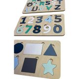 Okyanus Puzzle Seti, Ahşap Bul-Tak Yapboz Set, Renkli Eğitici Bulmaca, Harf/Rakam/Şekil Öğrenimi