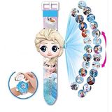 Okyanushop Kız Çocuk Mavi Elsa Projeksiyonlu Saat