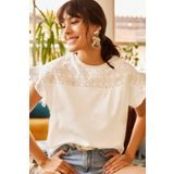 Olalook BLZ-19000979 Ekru Kadın T-shirt