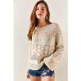 Olalook BLZ-19002336 Taş Kadın Triko Bluz
