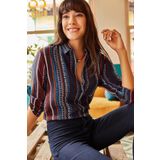 Olalook GML-19000423 Lacivert Kadın Gömlek
