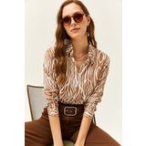 Olalook GML-19000670 Vizon Zebra Kadın Gömlek