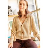 Olalook HRK-19000097 Taş Düğmeli Triko Hırka