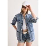 Olalook Kadın Açık Mavi 4 Cepli Tok Denim Ceket CKT-19000510