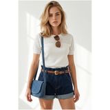 Olalook Kadın Beyaz Ajur Detaylı Mevsimlik Triko Bluz BLZ-19003392