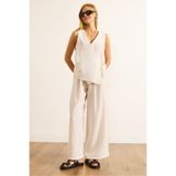 Olalook Kadın Beyaz Anvelop Bluz Pileli Pantolon Takım TKM-19000423