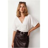 Olalook Kadın Beyaz Boho Dantel Detaylı Flam Pamuk Bluz BLZ-19003370