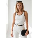 Olalook Kadın Beyaz Garnili Fitilli Pamuk Bluz BLZ-19003367