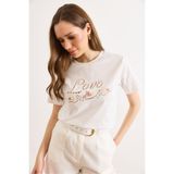 Olalook Kadın Beyaz Love Fisto Detaylı Pamuk Tişört TSH-19000985